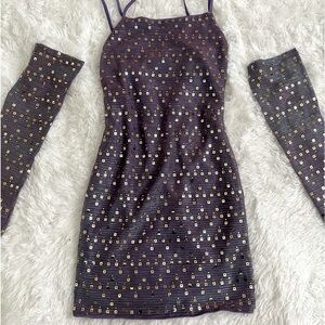 Disco Bodycon Mini Dress with Sleeves